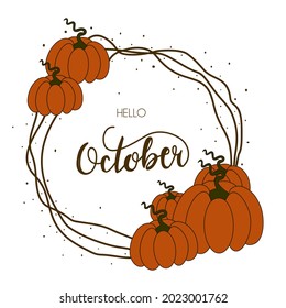 Hello October in Pumpkin Frame