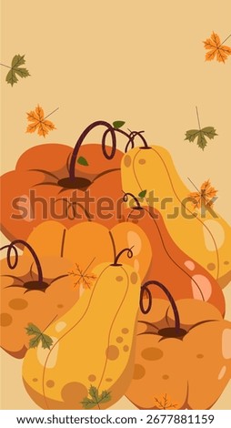 Hello October pumpkins background illustration