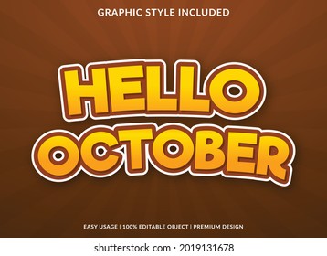 hello october text effect editable template with abstract style use for business brand and logo