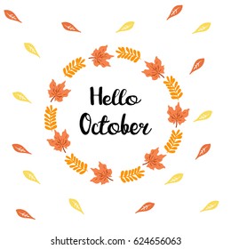 Hello October. Text retail message. Best for sale banner. Vector
