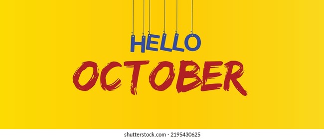 Hello October typography illustration with attractive background.