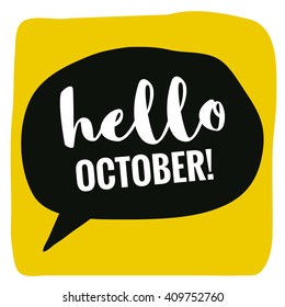 Hello October! (Vector Flat Design - Brush Lettering)