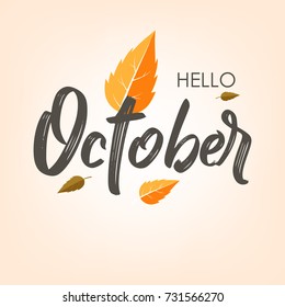 Hello October, Vector Illustration design background.