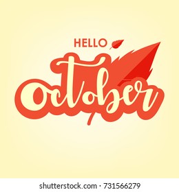 Hello October, Vector Illustration design background.