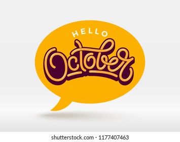 HELLO OKTOBER typography with speech bubble on light background. Vector lettering for banner, poster, greeting card. Vector handwritten lettering. EPS10