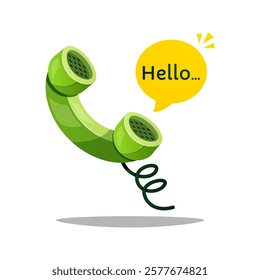 Hello on call bubble text isolated on white background.