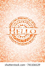 Hello orange mosaic emblem