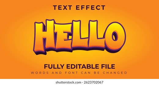 Hello Orange And Yellow Text Effect Design Gradation