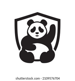 hello panda shield logo design element