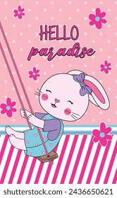 hello paradise rabbit girl flowers