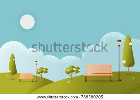 Hello Park. Natural landscape flat modern linear style. a beautiful park. Environmentally friendly natural landscape,Vector texture style concept illustration.
