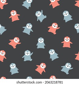 Hello Penguins Vector Graphic Cartoon Art Seamless Pattern can be use for background and apparel design