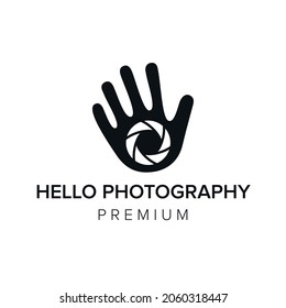 plantilla vectorial del icono del logotipo de la fotografía de saludo