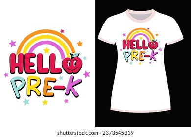 
Hello Pre-K school T-Shirt Design  For Print, Poster, Card, Mug, Bag, Invitation And Party.