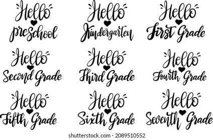 Hello preschool quote decoration for T-shirt bags cards frames School quotes decoration 