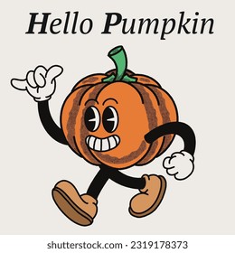 Hello Pumpkin With Pumpkin Groovy Character Design