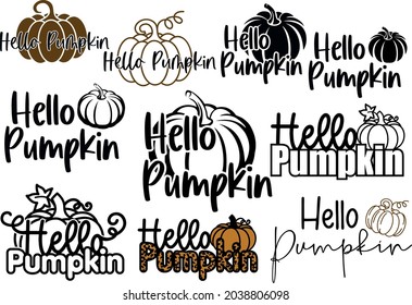 Hello Pumpkin - handwritten lettering on the autumn theme. Design for cutting and printing, for printing on t-shirt.