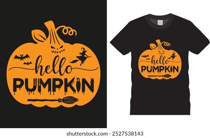 Hello Pumpkin, Happy Halloween Ghost tipografia vetor t-shirt design, Melhor Halloween t-shirts design, Pronto para imprimir cartaz item, banner, cartão e vagem.