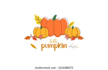 Hello Pumpkin Season Cute Hand Drawn Vector