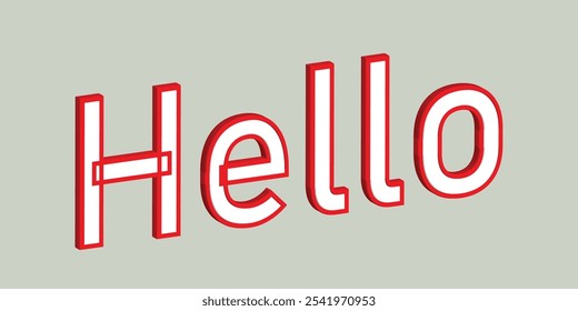 Hello quote messag. Vector illustration. Simple Red and white Text Hello sign. Speech Red bubble with word Hello. Red Bubble Isolated on gray background. 