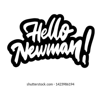 Hello quote message bubble. Calligraphic simple logo / introduction style. Vector illustration. Simple black & white sign / lettering.