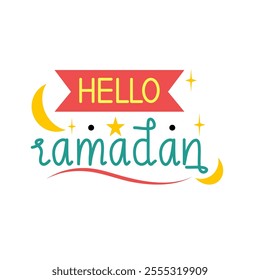 Hello Ramadan Hand Lettering Vector