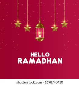 Hello Ramadhan Lamp Illustration Design