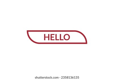 Hallo roter Bandmarkenbanner. Öffnen Sie jetzt signieren oder Hallo Tag.