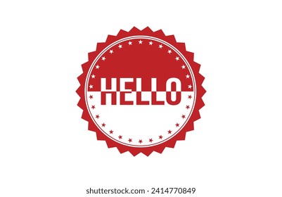 Hello red ribbon label banner.