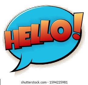 "Hello" in Retro Comics Speach Bubble