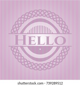 Hello retro style pink emblem