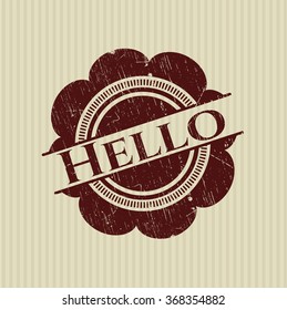 Hello rubber grunge stamp