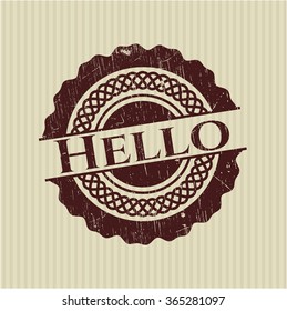 Hello rubber grunge texture stamp
