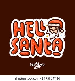 Hello santa. Doodle christmas lettering illustration
