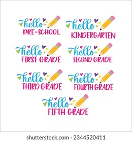 Hello School Svg Bundle, Back to School Svg, Teacher, School, School Shirt for Kids, Kids Shirt svg, hand-lettered, Cut File Cricut, Svg Files for Cricut