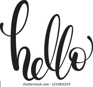 Hello script brush calligraphy text