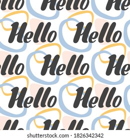 Hello seamless pattern. Hand drawn lettering logo for social media content