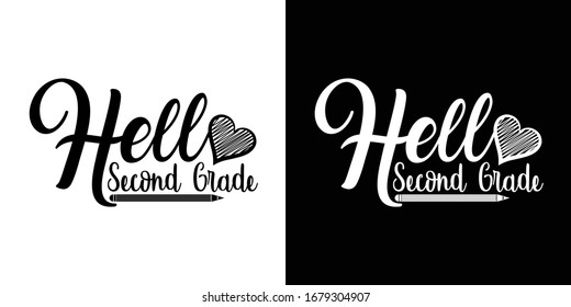 Hello Second Grade Printable Vector Illustration