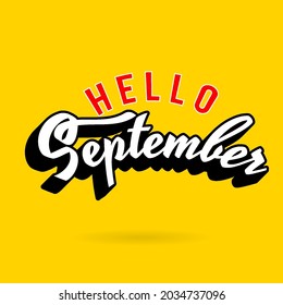 Hello september 3d look design typography text lettering isolated calendar design 
