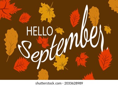 Hello September Autumn Banner Taxt