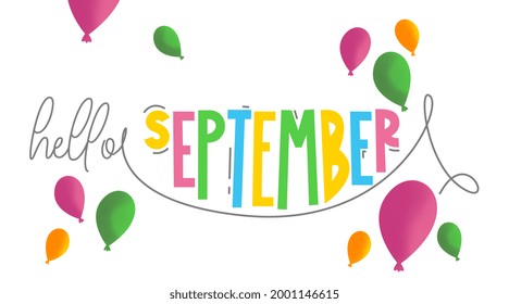 Hallo, September Hintergrund, Vektorgrafik. Happy Summer Day Illustration, Vektorgrafik