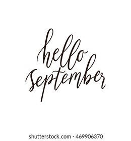 Hello september calligraphic phrase