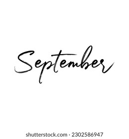 Hello September calligraphy. Hand drawn September phrase. Handwritten modern brush calligraphy. vector illustration for year calendar, poster, card, banner, invitations. Modern brush calligraphy.