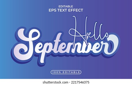 Hello September editable 3d text effect design