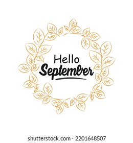 hello September floral vintage vector typography design 