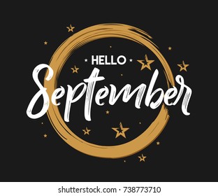 Hello September - Grunge - Vector for greeting, new month