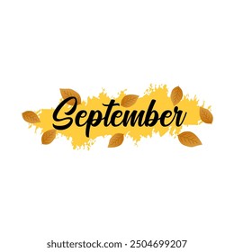 Hola septiembre. Fondo de hola de septiembre dibujado a mano para la celebración de otoño.
