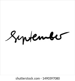 Hello September Hand drawn lettering Calligraphy. Vector Illustration.