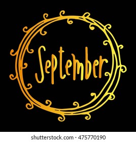 hello september. hand drawn lettering. modern calligraphy