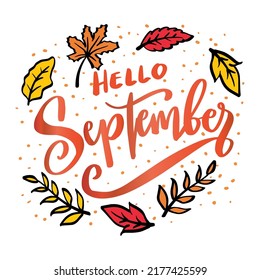 Hello September Hand Lettering Poster